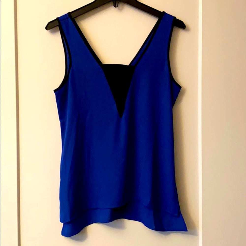 📍Express Royal Blue Chiffon High-Low Tank Top